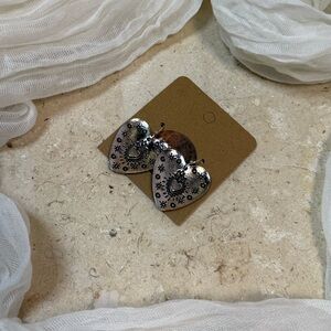 Silver Heart Drop Earrings | Vintage Style